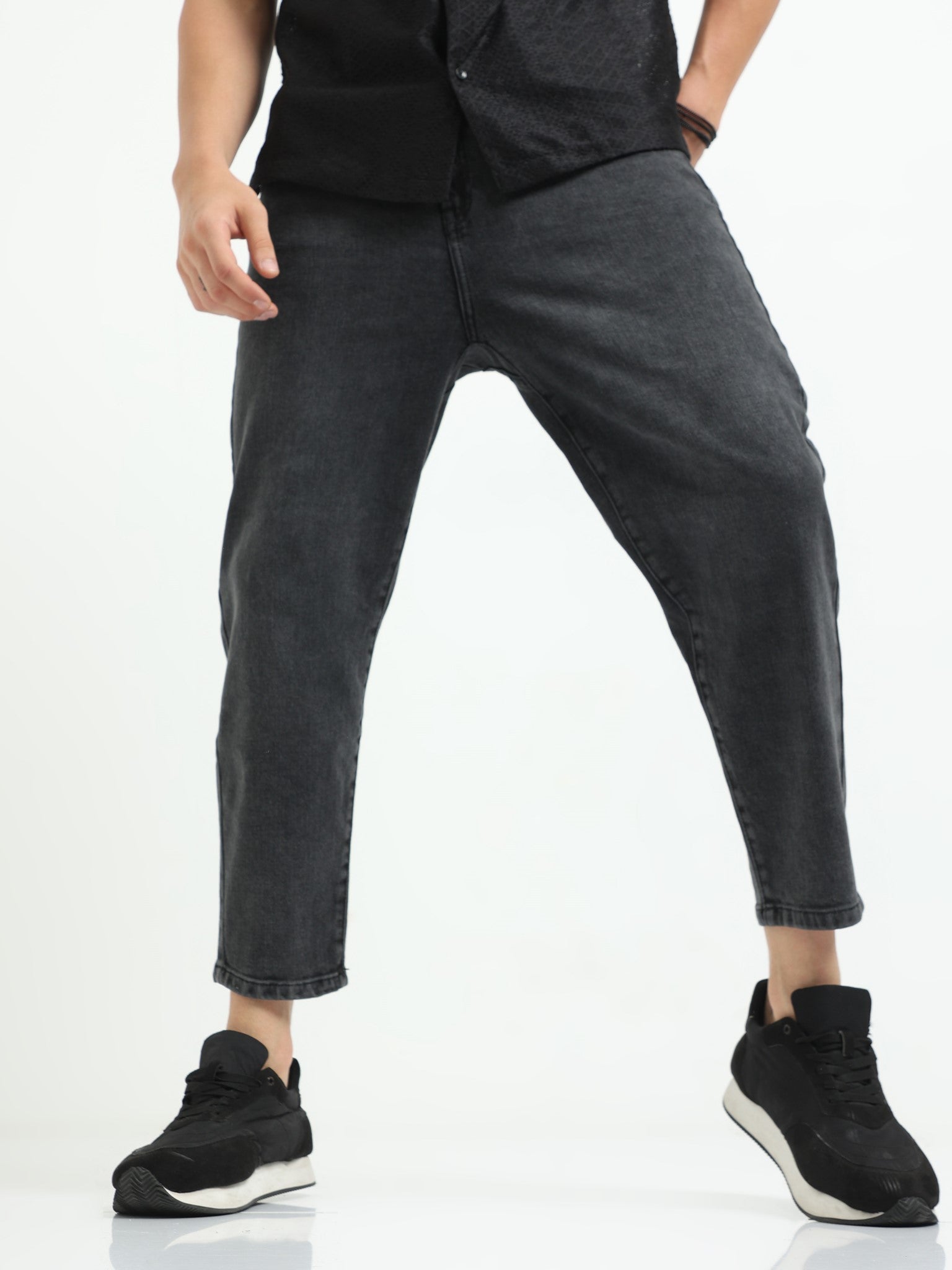 Dark Grey Slouchy Fit Jeans