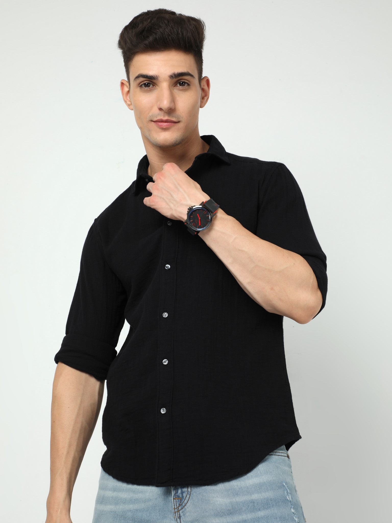 Plain Black Shirt - Buy Plain Black Shirt online in India