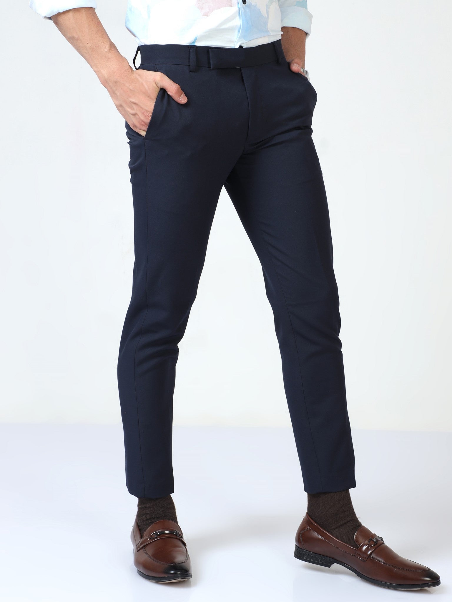 Buy Arrow Newyork Carson Slim Fit Striped Formal Trousers - NNNOW.com